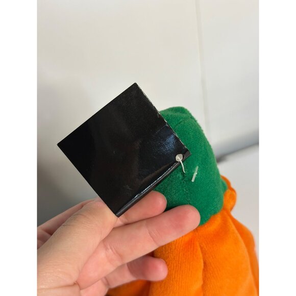 VTG Happy Halloween Floppy Friends Pumpkin Plush Toy Orange Green Stem 6" - Picture 5 of 8